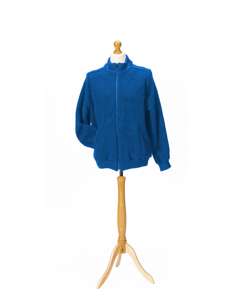 Blouson chaud en laine couleur bleu océan