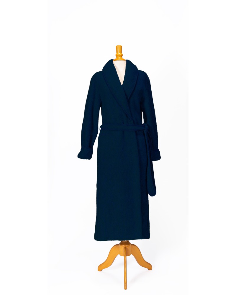 robe de chambre femmes avec ceinture de couleur bleu marine