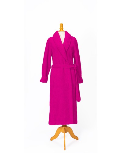 robe de chambre femmes avec ceinture de couleur rose framboise