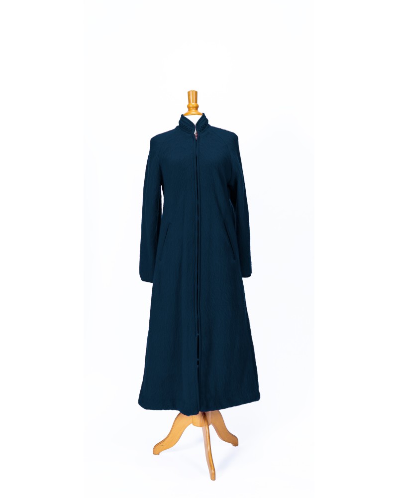 Robe de chambre femme avec fermeture éclair de couleur bleu marine