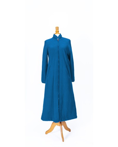 Robe de chambre femme avec fermeture éclair de couleur bleu océan