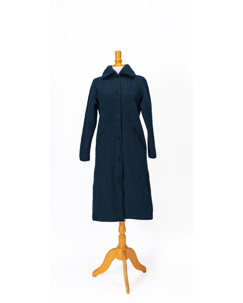 robe de chambre 3/4 de couleur bleu marine
