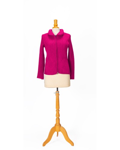 ZIP-UP TWO MATERIAL JACKET 100% WOOL