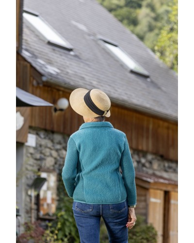 ZIP-UP TWO MATERIAL JACKET 100% WOOL