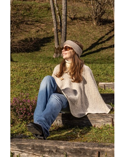 Poncho Col Tricot 100 % Laine