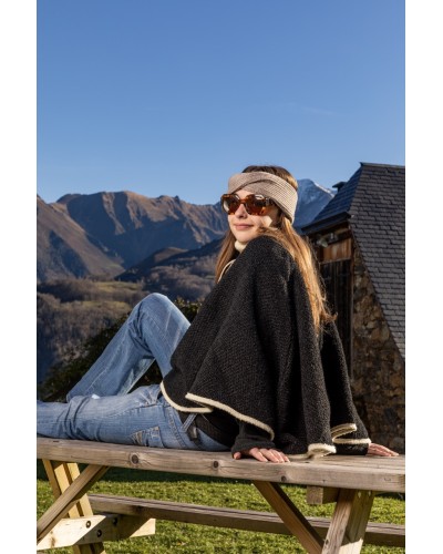 Poncho Col Tricot 100 % Laine