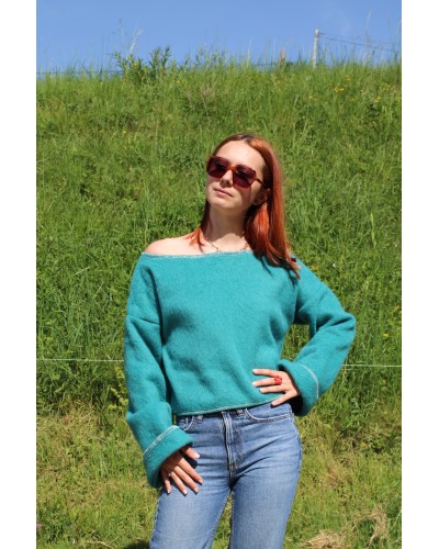 Pull paillette col bateau